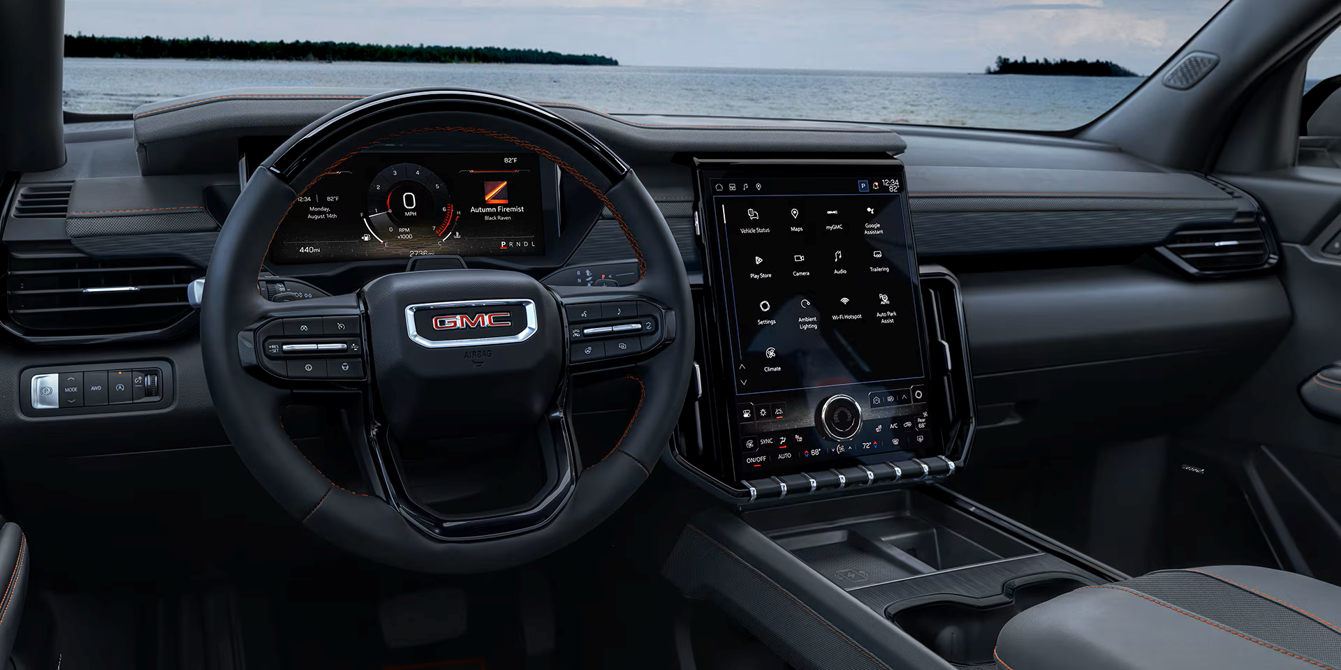 2026 GMC Acadia steering wheel, technology view