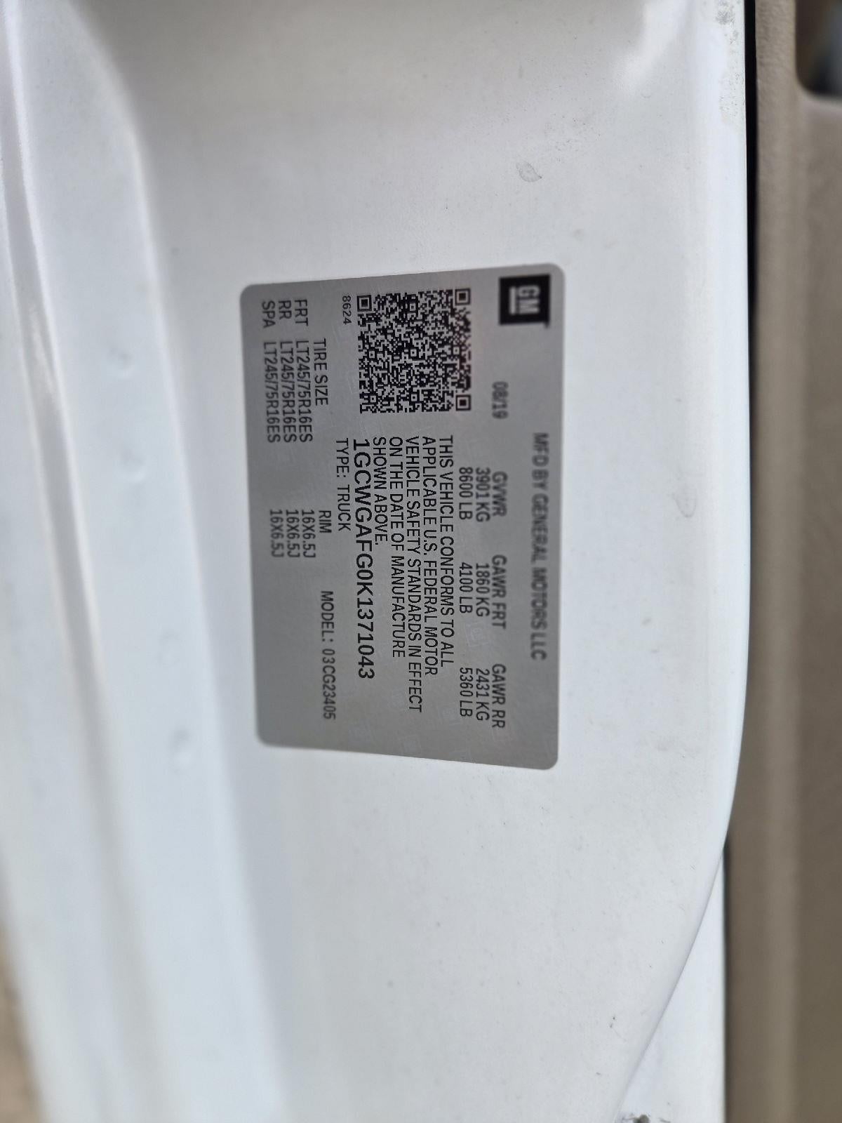 2019 Chevrolet Express Cargo 2500 Work Van