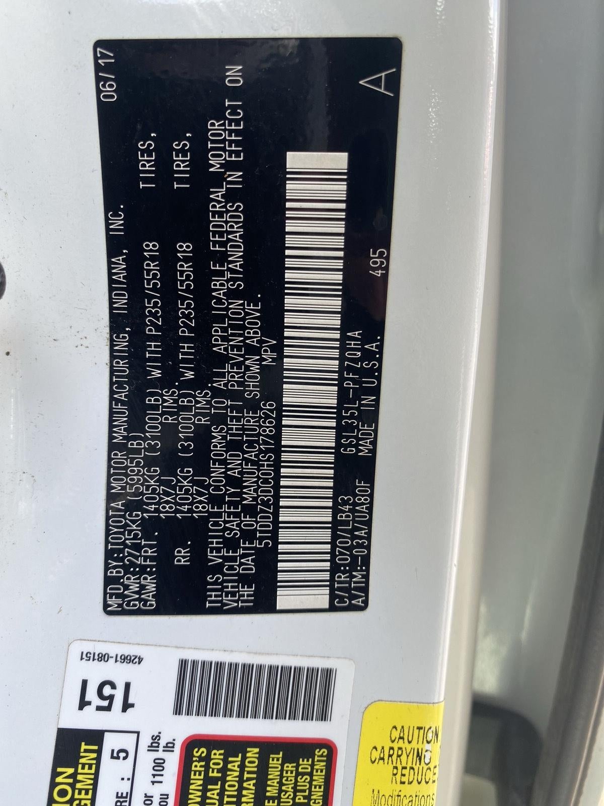 2017 Toyota Sienna Limited Premium 7 Passenger