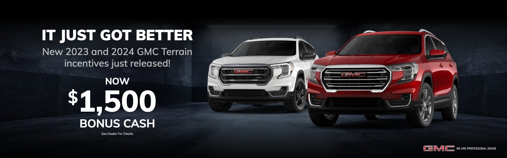 2023 ans 2024 GMC Terrain $1500 bonus cash